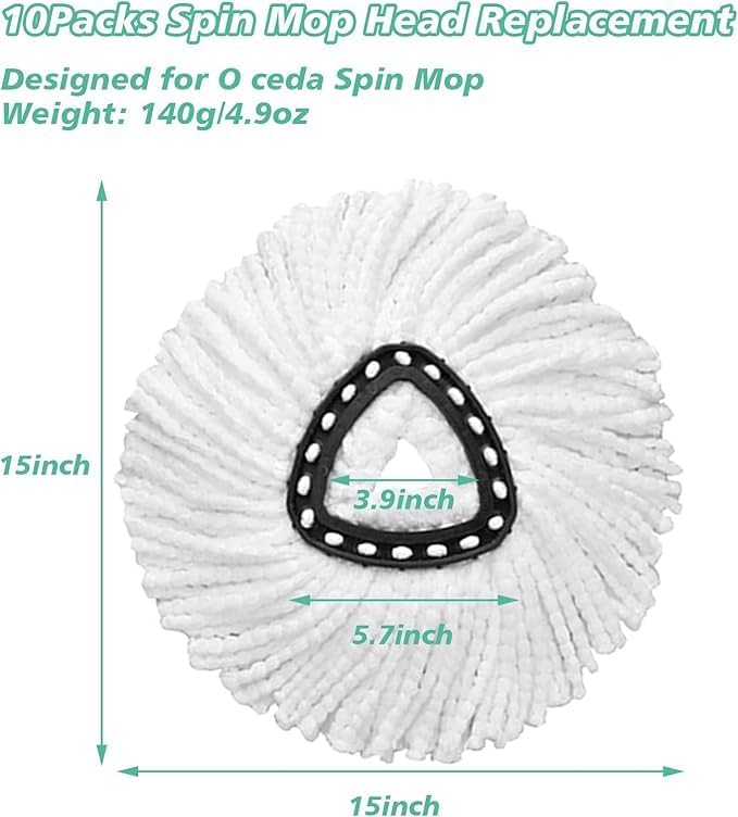 XHMAXE 20PCS Spin Mop Replacement Head,100% Microfiber Mop Heads Replacements Compatible with Triangle Spin Mop,360 Degree Round Spin Mop Replacement Head for Easy House Cleaning Floor Mopping - Image 2